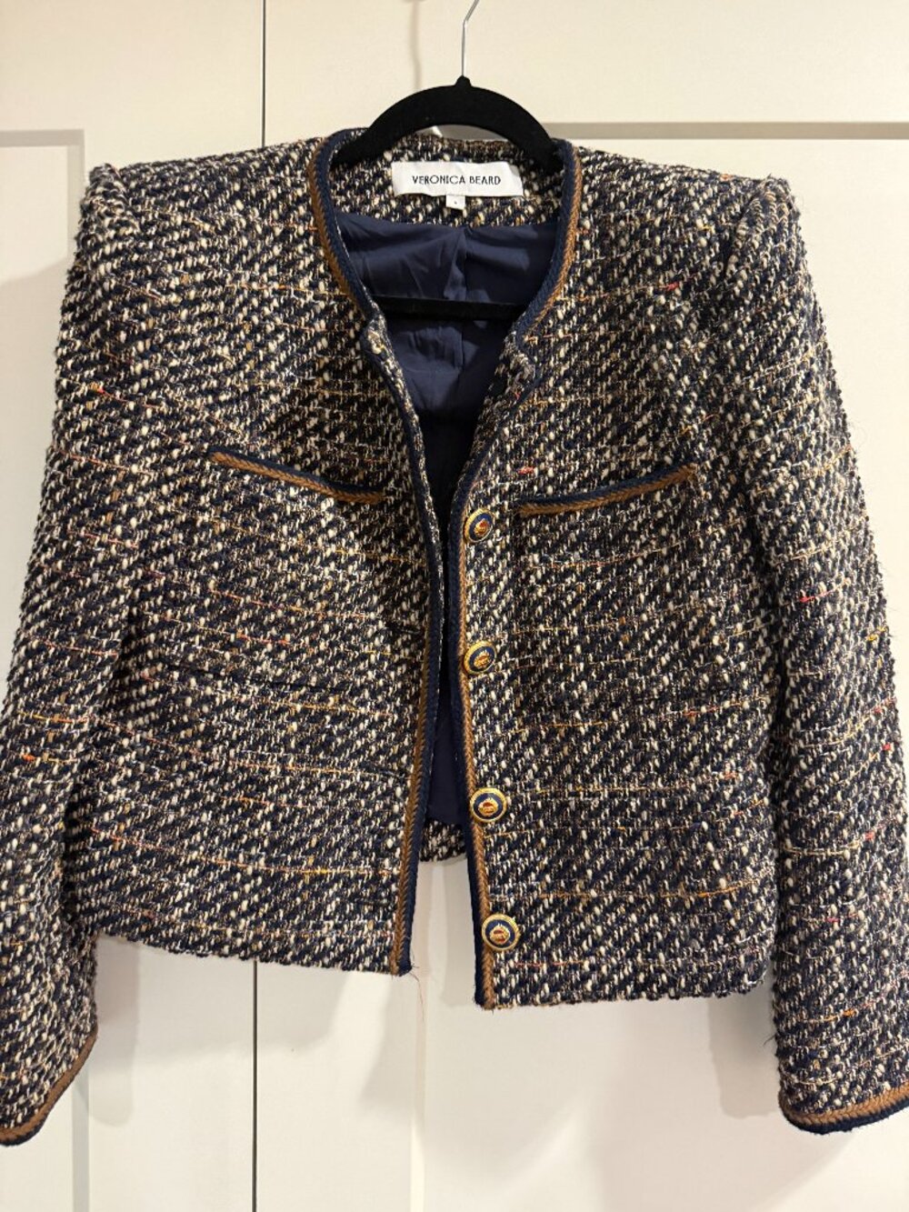 Veronica Beard Alessia Navy Multi Tweed Jacket Blazer Size 6